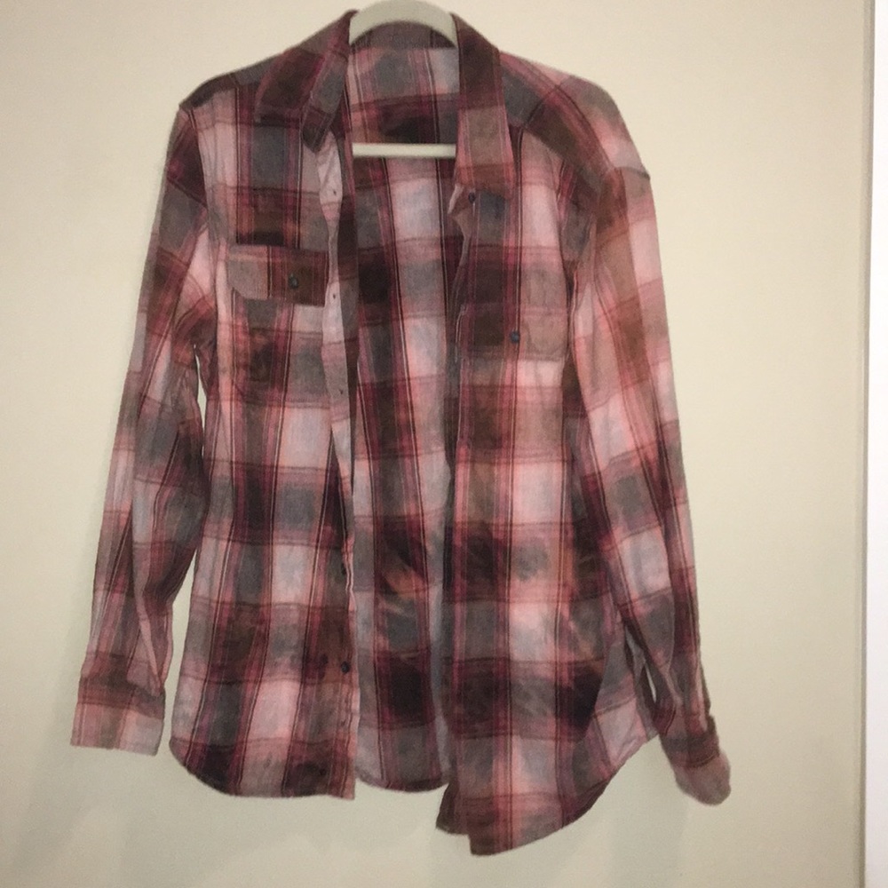 Distressed Flannel peach/pink/black